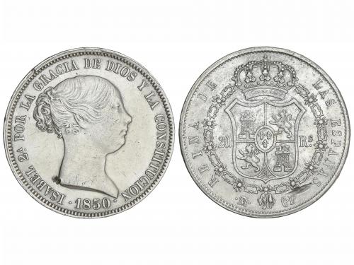 ISABEL II. 20 Reales. 1850. MADRID. C.L. 25,75 grs. AR. (Oxi
