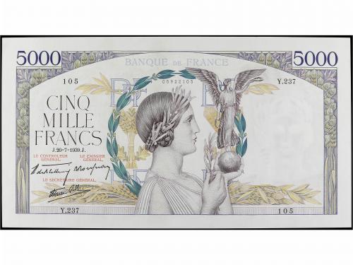 BILLETES EXTRANJEROS. 5.000 Francs. Julio 1939. FRANCIA. (Le