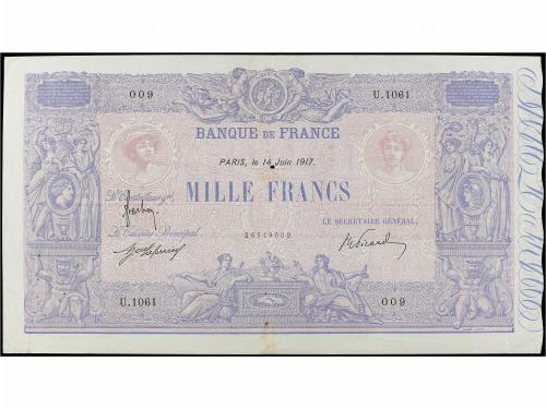 BILLETES EXTRANJEROS. 1.000 Francs. Junio 1917. FRANCIA. (Pe