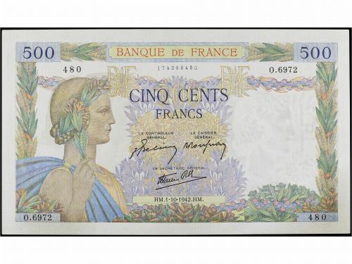 BILLETES EXTRANJEROS. 500 Francs. Octubre 1942. FRANCIA. (Le