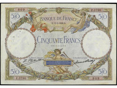 BILLETES EXTRANJEROS. 50 Francs. Marzo 1929. FRANCIA. (Peque