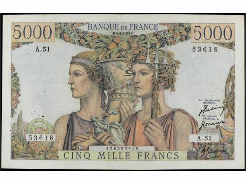 BILLETES EXTRANJEROS. 5.000 Francs. Abril 1951. FRANCIA. Mer