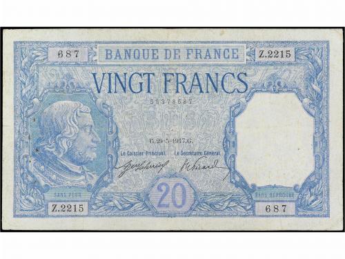BILLETES EXTRANJEROS. 20 Francs. Mayo 1917. FRANCIA. (Puntos