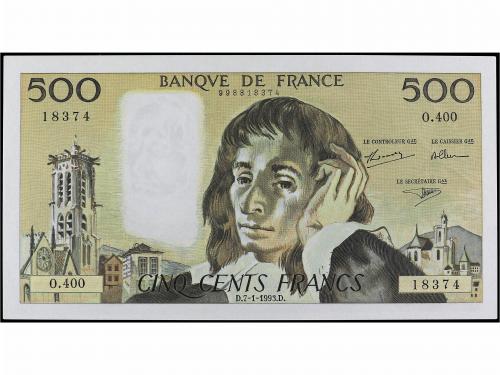 BILLETES EXTRANJEROS. 500 Francs. Enero 1993. FRANCIA. Pasca