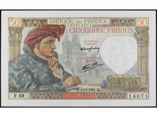BILLETES EXTRANJEROS. 50 Francs. Marzo 1941. FRANCIA. Coeur.