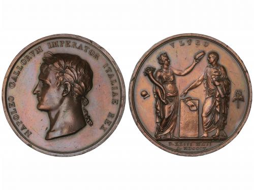 FRANCIA. Medalla. 1805. NAPOLEÓN. Coronación en Italia. Anv.