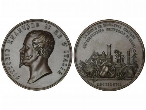 ITALIA. Medalla. 1867. VITTORIO EMNUELE II. Visita a la Expo