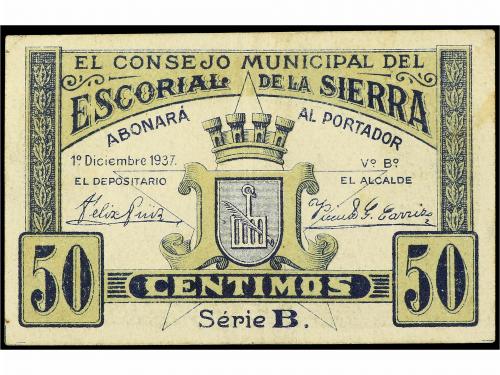 MADRID. 50 Céntimos. 1 Diciembre 1937. C.M. de ESCORIAL DE L