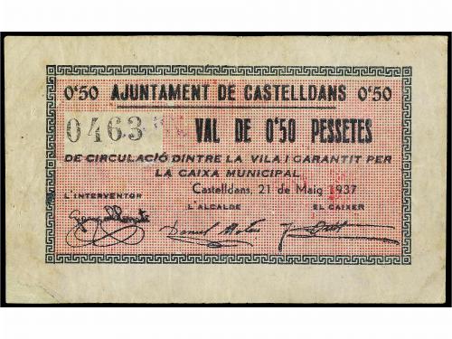 CATALUNYA. 0, 50 Pessetas. 21 Maig 1937. Aj. de CASTELLDANS.