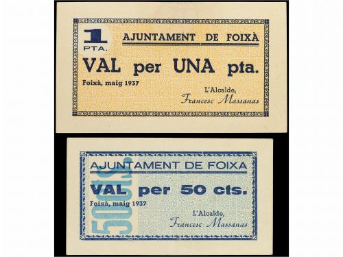 CATALUNYA. Lote 2 billetes 50 Cèntims, 1 Pesseta. Maig 1937.