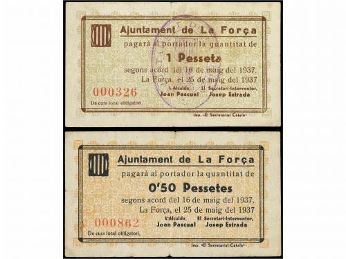 CATALUNYA. Lote 2 billetes 0,50 y 1 Pesseta. 16 Maig 1937. A