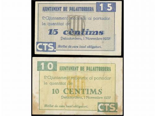 CATALUNYA. Lote 2 billetes 10 y 15 Cèntims. 1 Noviembre 1937