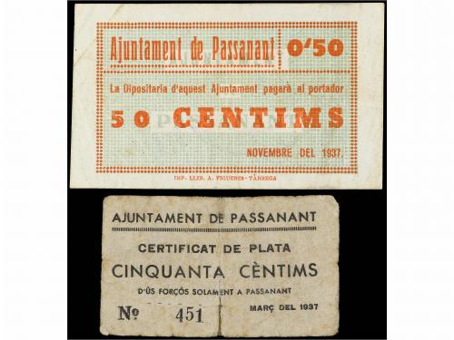 CATALUNYA. Lote 2 billetes 50 Cèntims. Març 1937 y Novembre 