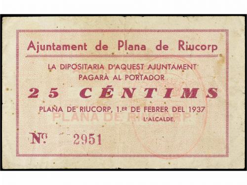 CATALUNYA. 25 Cèntims. 1 Febrer 1937. Aj. de PLANA DE RIUCOR