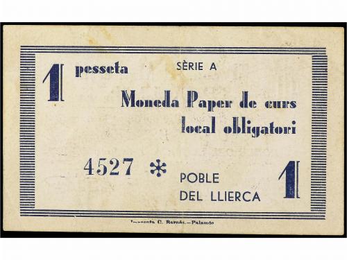 CATALUNYA. 1 Pesseta. 1 Juny 1937. C.M. de POBLE DEL LLIERCA