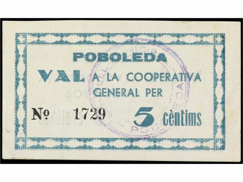 CATALUNYA. 5 Cèntims. C.M. de POBOLEDA. ESCASO. AT-1937. SC.