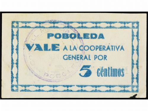 CATALUNYA. 5 Cèntims. C.M. de POBOLEDA. ESCASO. AT-1937. SC.