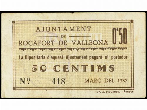 CATALUNYA. 50 Cèntims. Març 1937. Aj. de ROCAFORT DE VALLBON