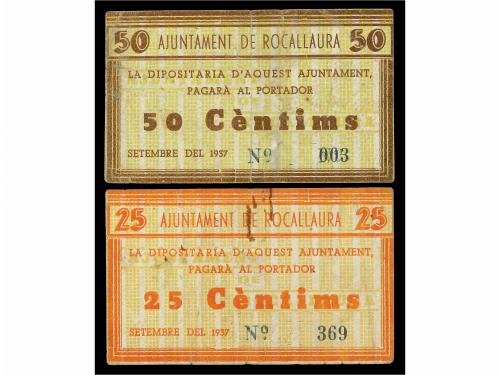 CATALUNYA. Lote 2 billetes 25 y 50 Cèntims. Setembre 1937. A