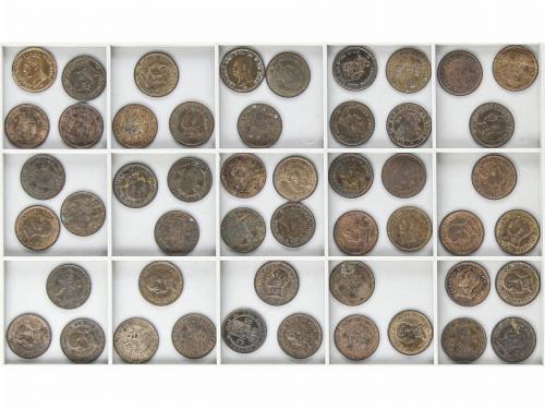 ALFONSO XIII. Lote 50 monedas 2 Céntimos. 1912 (*12). P.C.-V