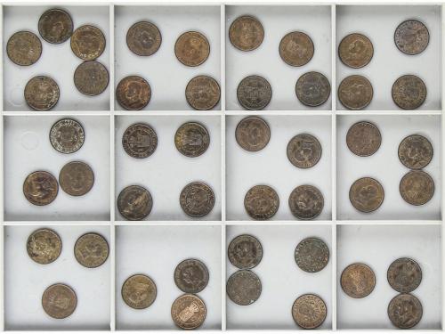 ALFONSO XIII. Lote 45 monedas 1 Céntimo. 1912 (*2). P.C.-V. 