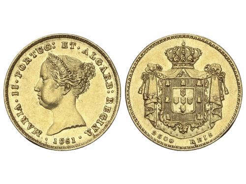 PORTUGAL. 2.500 Reis. 1851. MARIA II. 4,46 grs. AU. (Golpeci