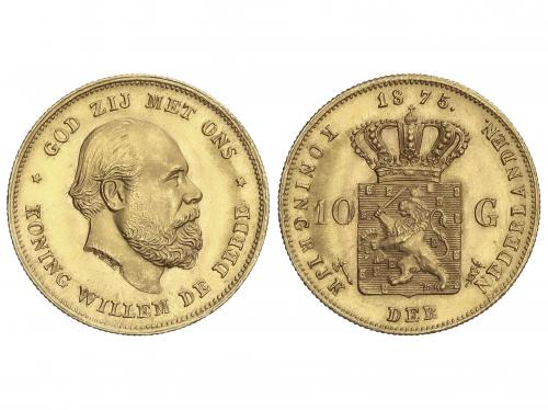 HOLANDA. 10 Gulden. 1875. WILLEM III. 6,69 grs. AU. Fr-342; 