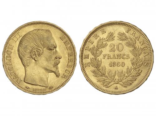FRANCIA. 20 Francs. 1860-A. NAPOLEON III. PARIS. 6,42 grs. A