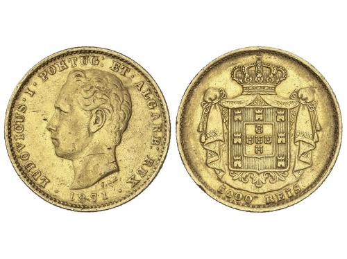 PORTUGAL. 5.000 Reis. 1871. LUIZ I. 8,8 grs. AU. (Golpecitos