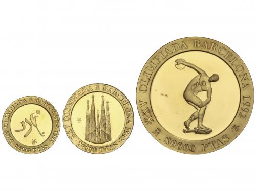 OLIMPIADA BARCELONA 1992. Lote 3 monedas 10.000, 20.000 y 80