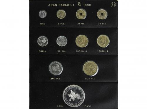 JUAN CARLOS I. Lote 129 monedas. 1989 a 2000. Restos final d