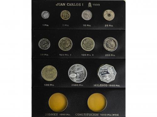 JUAN CARLOS I. Lote 212 monedas. 1975 a 2000. Restos final d