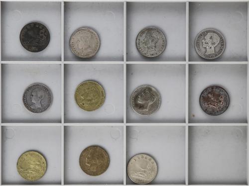 LOTES CENTENARIO. Lote 11 monedas 1 Peseta. 1869 a 1905. GOB