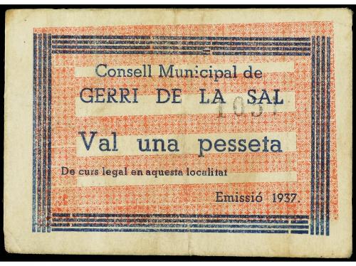 CATALUNYA. 1 Pesseta. Emissió 1937. C.M. de GERRI DE LA SAL.
