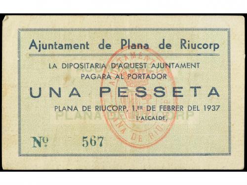 CATALUNYA. 1 Pesseta. 1 Febrer 1937. Aj. de PLANA DE RIUCORP