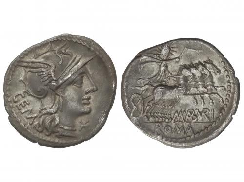 REPÚBLICA ROMANA. Denario. 132 a.C. ABURIA. Marcius Aburius 