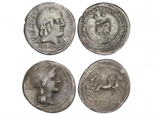 REPÚBLICA ROMANA. Lote 2 monedas Denario. 110 a.C y 85 a. C.