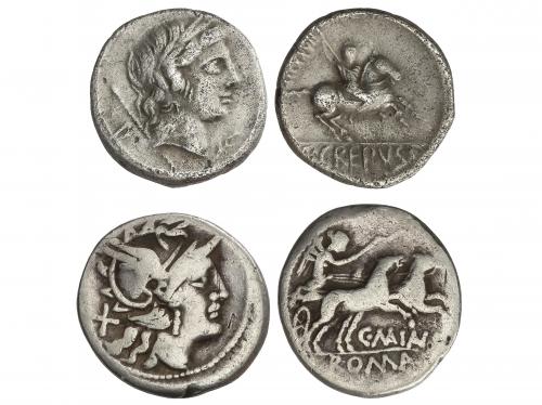 REPÚBLICA ROMANA. Lote 2 monedas Denario. 82 a.C y 153 a.C. 