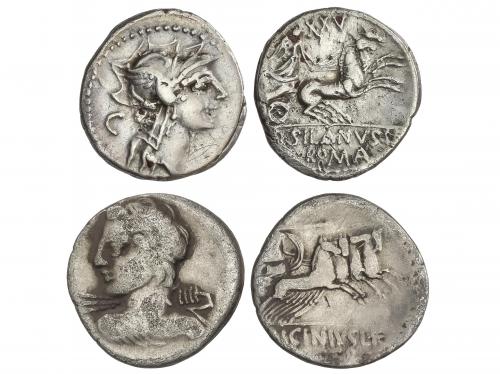REPÚBLICA ROMANA. Lote 2 monedas Denario. 91 a.C y 84 a.C. J
