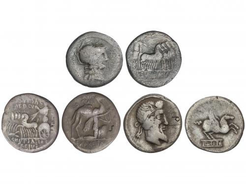 REPÚBLICA ROMANA. Lote 3 monedas Denario. AEMILIA, MANLIA, T