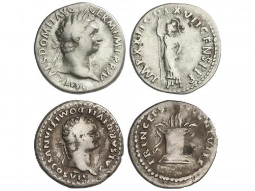 IMPERIO ROMANO. Lote 2 monedas Denario. Acuñadas el 80-96 d.