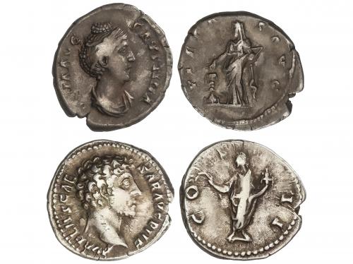 IMPERIO ROMANO. Lote 2 monedas Denario. FAUSTINA I, MARCO AU