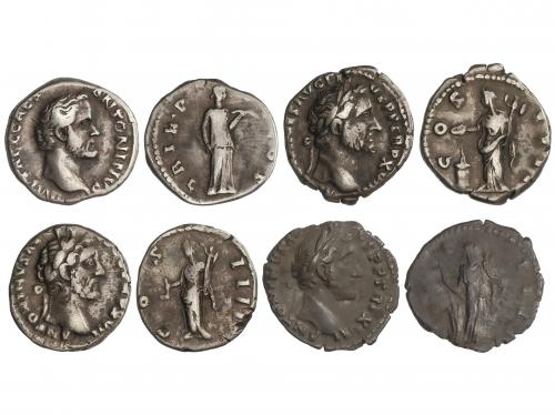 IMPERIO ROMANO. Lote 4 monedas Denario. Acuñadas el 138-161 