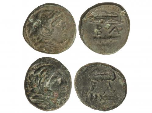 MONEDAS GRIEGAS. Lote 2 monedas AE 17 y 18. 336-323 d.C. ALE