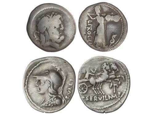 REPÚBLICA ROMANA. Lote 2 monedas Denario. 80 a.C y 100 a.C. 