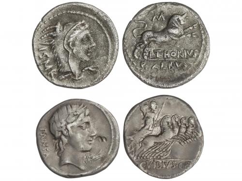 REPÚBLICA ROMANA. Lote 2 monedas Denario. 105 a.C y 90 a.C. 