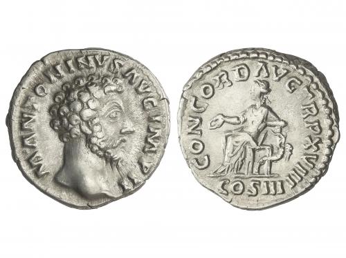 IMPERIO ROMANO. Denario. Acuñada el 162-164 d.C. MARCO AUREL