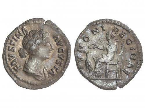 IMPERIO ROMANO. Denario. Acuñada el 156-175 d.C. FAUSTINA MA