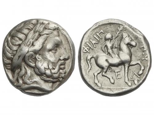 MONEDAS GRIEGAS. Tetradracma. 348-342 a.C. FILIPO II. AMPHIP