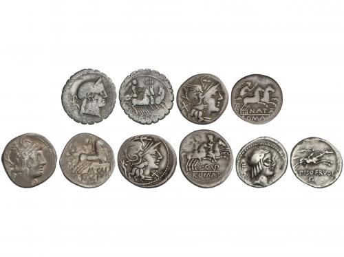 REPÚBLICA ROMANA. Lote 5 monedas Denario. CALIDIA, CALPURNIA